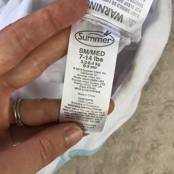 Summer Infant Swaddle Size Sm/Med 7-14 lbs Floral - Picture 6 of 6